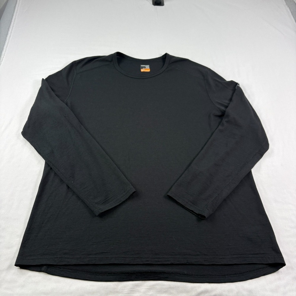 Icebreaker Merino Wool 200 Shirt Mens 3XL Black Baselayer Long Sleeve Stretch